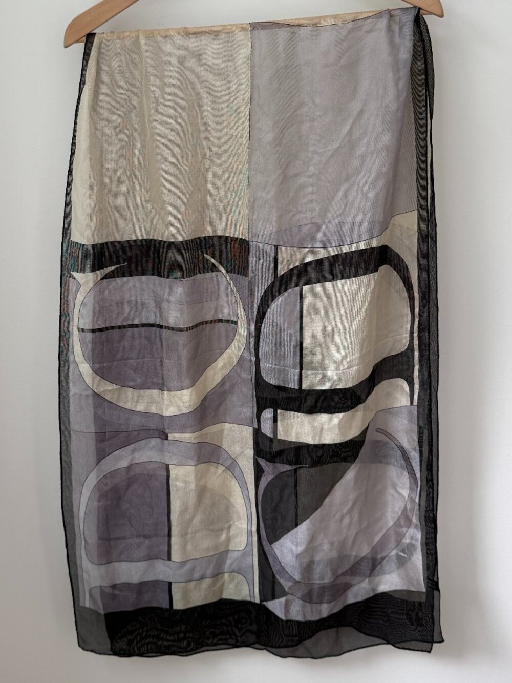CHRISTIAN DIOR Vintage Sheer Oversized CD Logo Print Scarf Neutral Patchwork